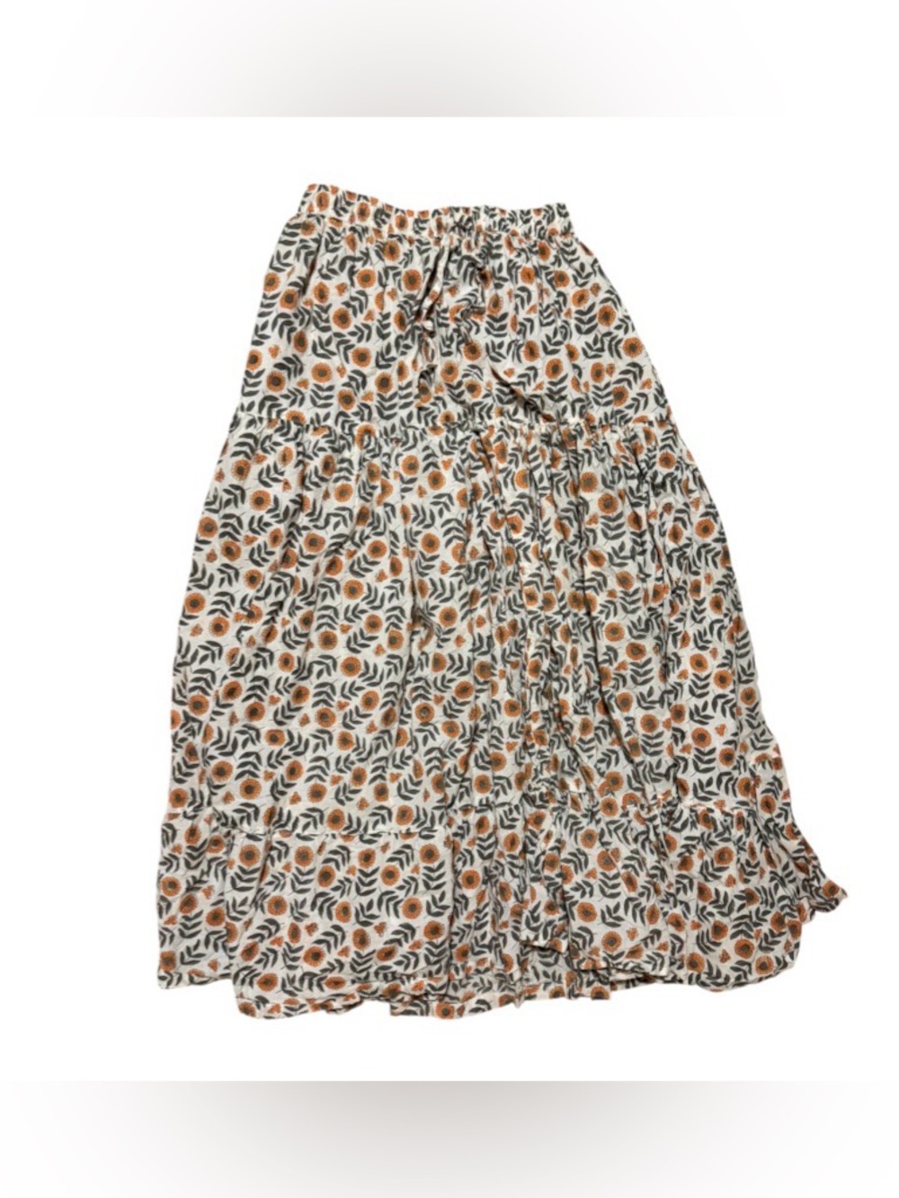 Boho Cottagecore Sunflower Cotton Maxi Skirt